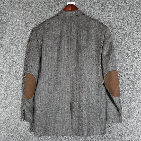 Lauren Ralph Lauren Wool Herringbone Elbow Patch Sport Coat Blazer - Men's 40R - Picture 8 of 12